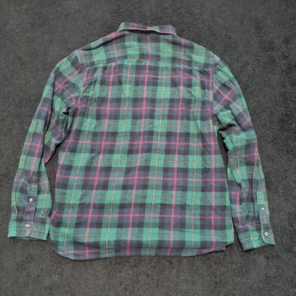 Old Navy Mens Regular Fit Plaid Flannel Long Sleeve Shirt Blue & Green XL - Picture 4 of 4